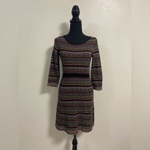 Sparrow Dress Women Size Small Black Multicolor print Clara Sweater Dress Anthro